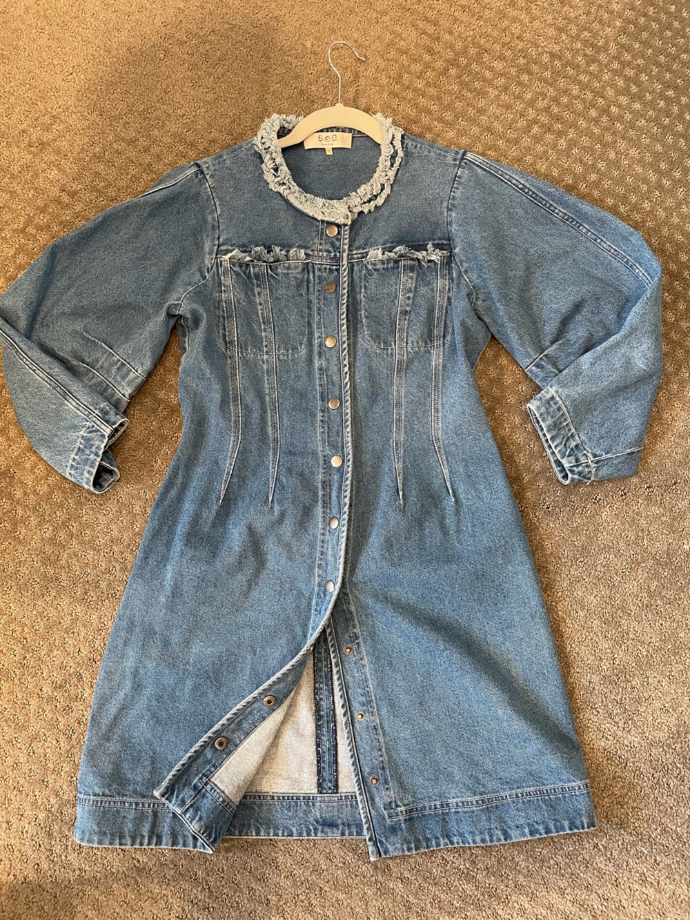 Sea New York Blue Denim Snap Front Dress